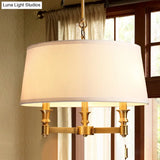 Traditional Drum Chandelier Light - White 3 Lights Ideal For Dining Room Pendant Lighting