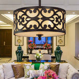 Traditional Drum Metal Ceiling Light In Rust - 4-Light Semi Flush Mount For Living Room Multiple