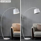 Traditional Empire Shade Floor Lamp With Arc Arm For Living Room - Elegant Standing Light