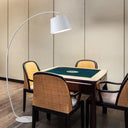 Traditional Empire Shade Floor Lamp With Arc Arm For Living Room - Elegant Standing Light White