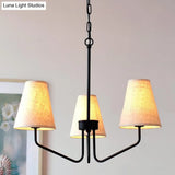 Traditional Fabric Conical Hanging Chandelier With 3/5/6 Lights - Flaxen Pendant Light For Living