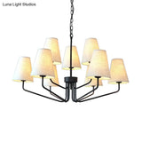 Traditional Fabric Conical Hanging Chandelier With 3/5/6 Lights - Flaxen Pendant Light For Living