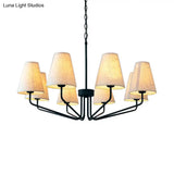 Traditional Fabric Conical Hanging Chandelier With 3/5/6 Lights - Flaxen Pendant Light For Living