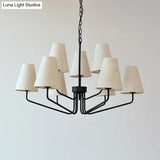 Traditional Fabric Conical Hanging Chandelier With 3/5/6 Lights - Flaxen Pendant Light For Living