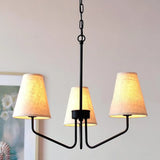 Traditional Fabric Conical Hanging Chandelier With 3/5/6 Lights - Flaxen Pendant Light For Living