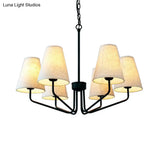 Traditional Fabric Conical Hanging Chandelier With 3/5/6 Lights - Flaxen Pendant Light For Living