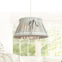 Traditional Fabric Drum Pendant Chandelier - Beige Hanging Light Fixture For Dining Room (4 Lights)