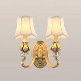 Traditional Fabric Wall Sconce Light Fixture With Scalloped Trim - Flare 2 / Beige