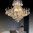 Traditional Flared Pendant Chandelier - 4-Light Bedroom Hanging Lamp With Silver Crystal Accents