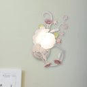 Traditional Floral Wall Mount Lamp - White Glass Sconce For Bedroom / Left