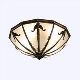 Traditional Flush Mount Ceiling Light For Dining Rooms - Dome Frosted Glass Shade Black / 14’