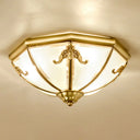 Traditional Flush Mount Ceiling Light For Dining Rooms - Dome Frosted Glass Shade Gold / 14’