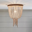 Traditional Flushmount Wood Flush Ceiling Lamp With White Bead Chain - 1 Bulb Bedroom Lighting