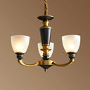 Traditional Frosted Glass Bell Chandelier - Black-Bronze Hanging Ceiling Light For Living Room 3 /