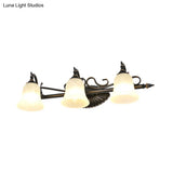 Traditional Frosted Glass Sconce Light With Bell Shade - Bronze Finish For Bathroom Vanity 1/2/3
