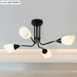 Traditional Frosted Glass Sputnik Semi Flush Light With 4/6/8 White Lights - Ideal For Bedroom