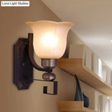 Traditional Frosted Glass Wall Sconce With Black Finish - Perfect For Bedroom Lighting!