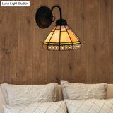 Traditional Geometric Stained Glass Wall Sconce - 1 Light For Dining Room Lighting