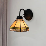 Traditional Geometric Stained Glass Wall Sconce - 1 Light For Dining Room Lighting Beige