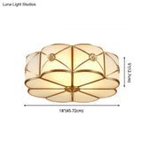 Traditional Glass Brass Close-To-Ceiling Light Fixture - Clover Flush Mount