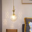 Traditional Glass Sphere Pendant Light With Clear Dimpled Shade Brass Ceiling Lamp