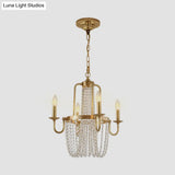 Traditional Gold Crystal Chandelier With 4 Hanging Candelabra Bulbs