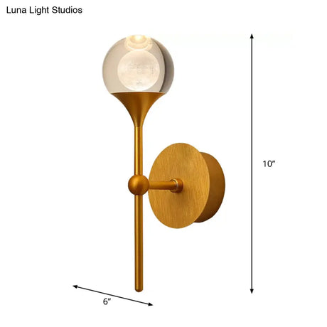 Traditional Gold Crystal Led Wallchiere: Elegant Wall Mounted Bedchamber Light Fixture