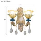 Traditional Gold Finish Crystal Floral Wall Lamp Fixture - Half-Bulb Mounted Lighting