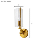 Traditional Gold Glass Wall Sconce Lamp With Clear Tube Bulbs Ideal Bedside Lighting Fixture