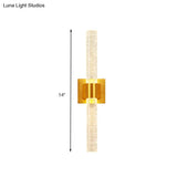 Traditional Gold Led Wall Sconce With Clear Bubble Crystal - Linear Bedroom Lighting Fixture