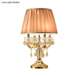 Traditional Gold Metal Candelabra Table Lamp With Crystal Raindrops