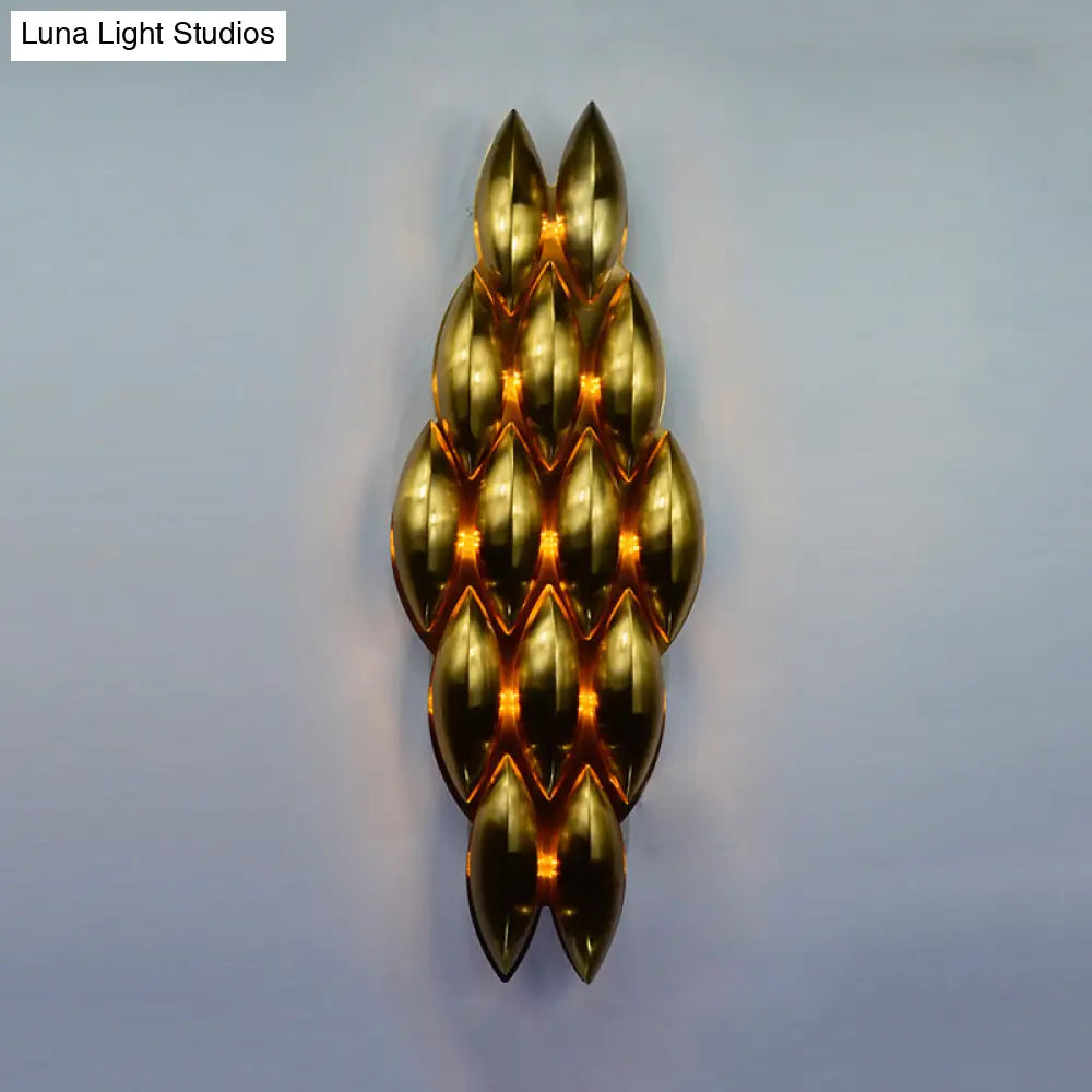 Traditional Gold Oval Sconce Light - 7/14 Heads Metal Wall Lamp For Living Room Wide