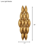 Traditional Gold Oval Sconce Light - 7/14 Heads Metal Wall Lamp For Living Room Wide