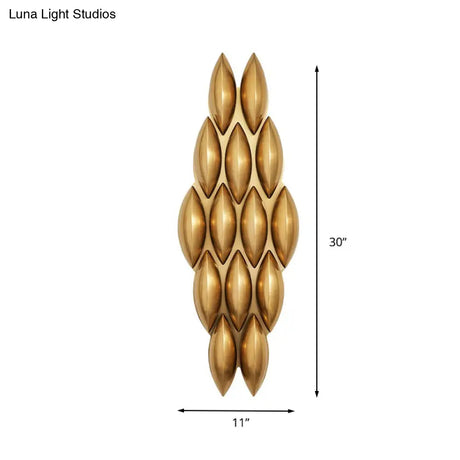 Traditional Gold Oval Sconce Light - 7/14 Heads Metal Wall Lamp For Living Room Wide