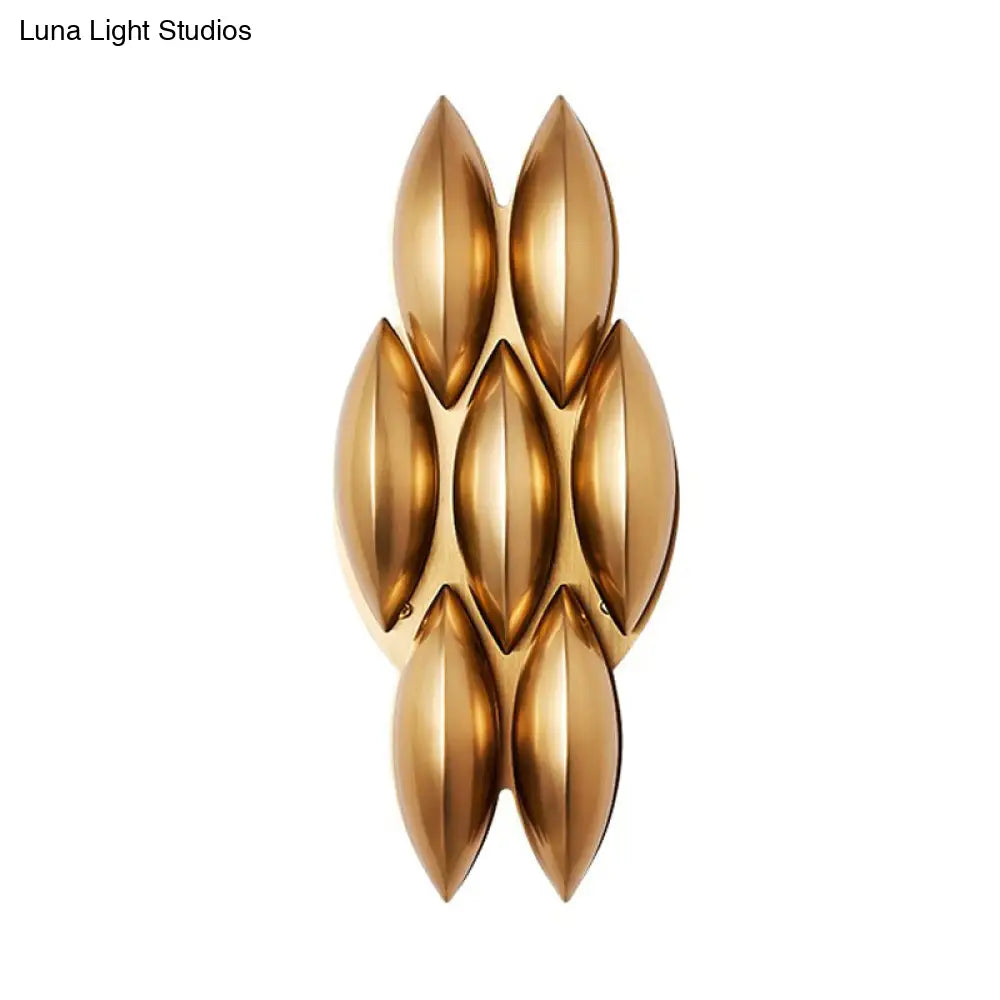 Traditional Gold Oval Sconce Light - 7/14 Heads Metal Wall Lamp For Living Room Wide