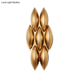 Traditional Gold Oval Sconce Light - 7/14 Heads Metal Wall Lamp For Living Room Wide