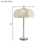 Traditional Gold Single Bulb Desk Lamp - Elegant Fabric Umbrella Nightlight For Living Room