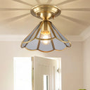 Traditional Gold Tapered Semi Flush Mount Ceiling Light For Living Room