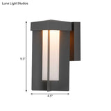 Traditional Gray Aluminum Surface Wall Sconce With Cream Glass Shade - Rectangle Light