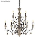 Traditional Grey Resin Chandelier Candelabra Ceiling Lighting For Your Living Room