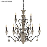 Traditional Grey Resin Chandelier Candelabra Ceiling Lighting For Your Living Room