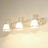 Traditional Ivory Glass Wall Sconce With Ruffled Trim - Bell Bathroom Light Fixture 3 / White