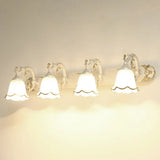 Traditional Ivory Glass Wall Sconce With Ruffled Trim - Bell Bathroom Light Fixture 4 / White