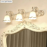 Traditional Ivory Glass Wall Sconce With Ruffled Trim - Bell Bathroom Light Fixture