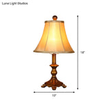 Traditional Khaki Flare Nightstand Lamp - Single-Bulb Table Light