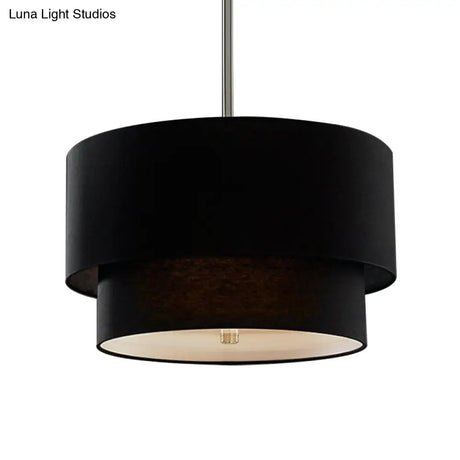 Traditional Layered Tier Chandelier - 3-Light Ceiling Light In Black/White/Flaxen 16/19.5/23.5 Wide