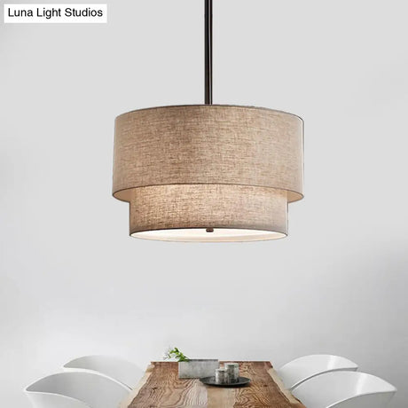Traditional Layered Tier Chandelier - 3-Light Ceiling Light In Black/White/Flaxen 16/19.5/23.5 Wide