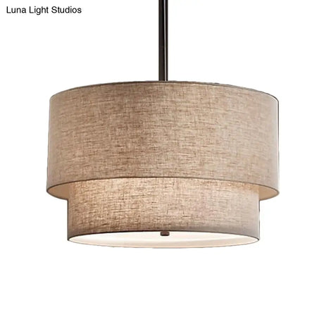 Traditional Layered Tier Chandelier - 3-Light Ceiling Light In Black/White/Flaxen 16/19.5/23.5 Wide