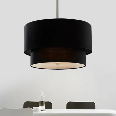 Traditional Layered Tier Chandelier - 3-Light Ceiling Light In Black/White/Flaxen 16/19.5/23.5 Wide