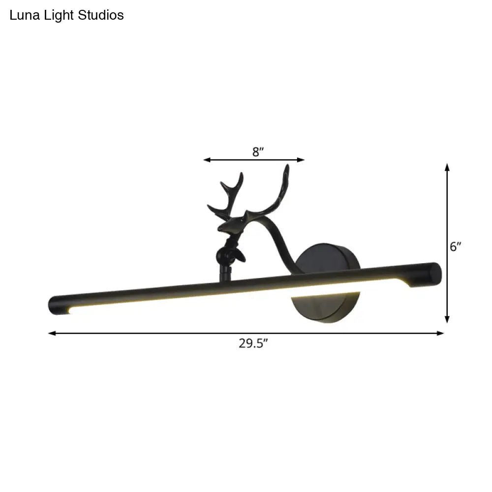Traditional Led Vanity Lamp - Black Metal Sconce Light Fixture For Bathroom 18/23/29.5 Wide